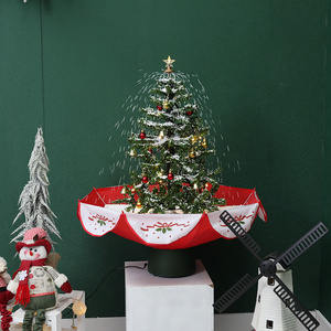 Umbrella Pvc Base Musical Xmas New Year Home Decoration Artificial Christmas Tree Falling Snow Music Type