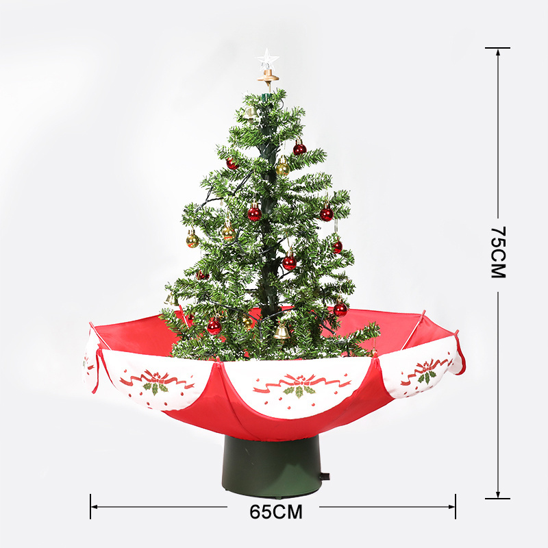 Umbrella Pvc Base Musical Xmas New Year Home Decoration Artificial Christmas Tree Falling Snow Music Type