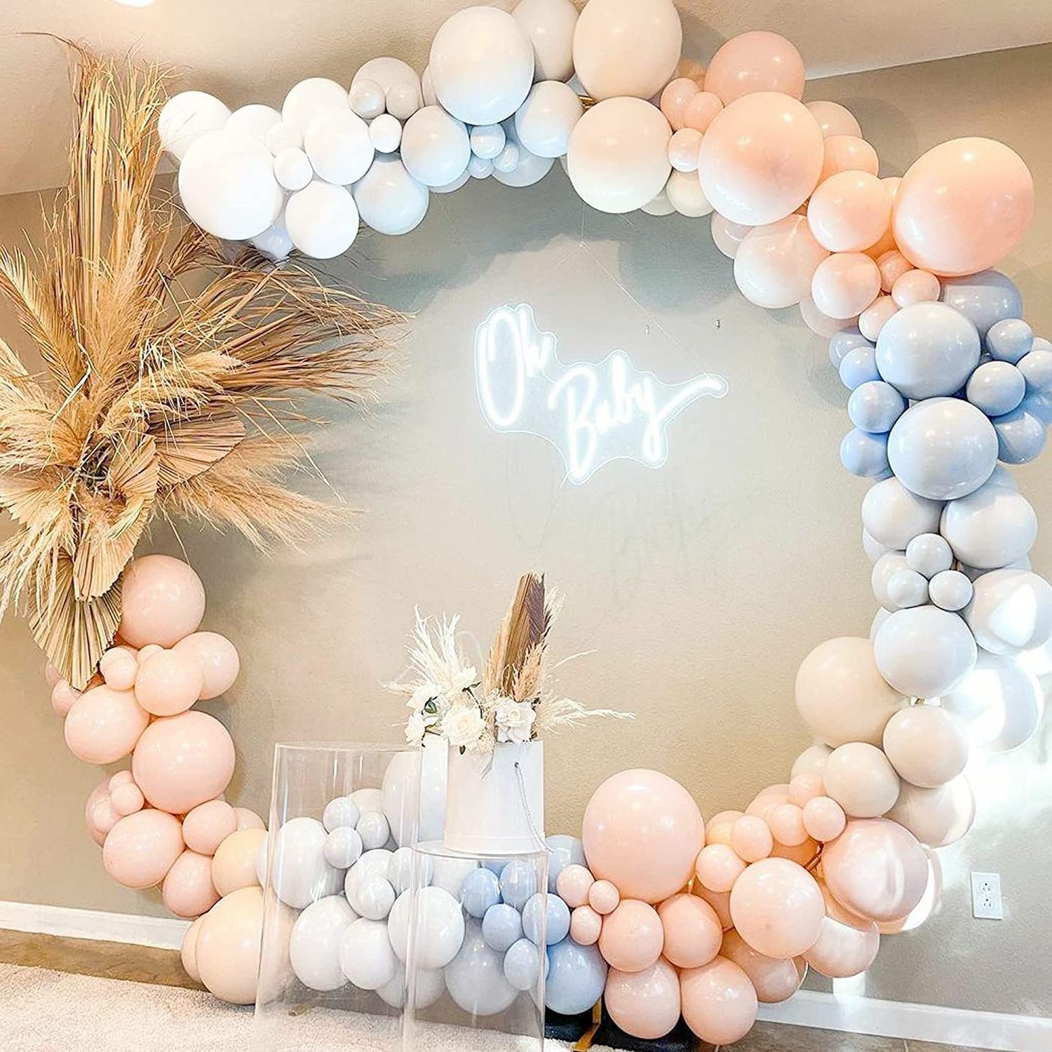 Double Stuffed Pink Blue Nude White Balloon Baby Shower Decoration Party Supplies Gender Reveal Balloon Arch Garland Kit