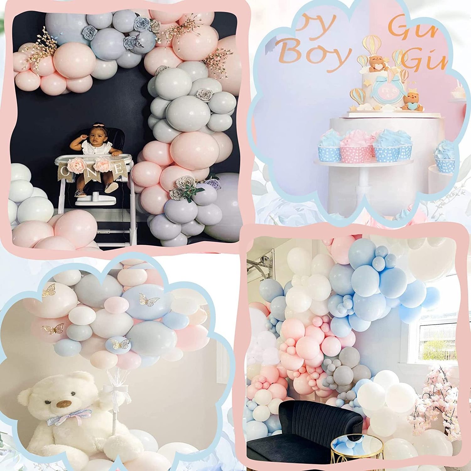 Double Stuffed Pink Blue Nude White Balloon Baby Shower Decoration Party Supplies Gender Reveal Balloon Arch Garland Kit