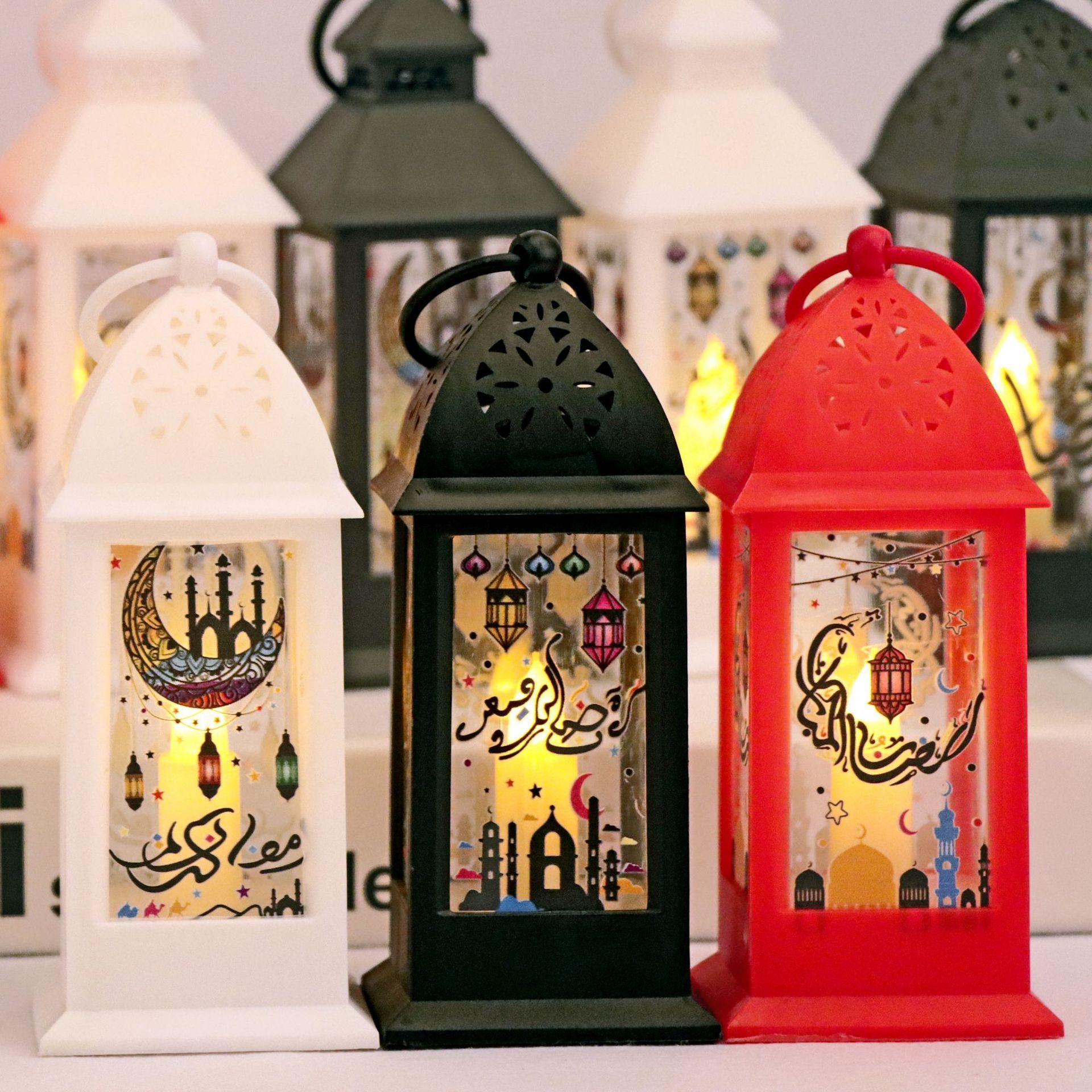 Muslim Ramadan Candle Lantern Eid Mubarak Mini Led Wind Lamp Ramadan Lantern Eid Mubarak Art Lights Arabian Lantern