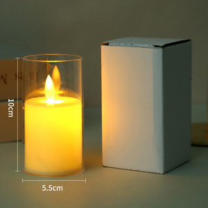 Home Decor 3D Real Flame Paraffin Wax Ribbed Battery Operated Fake Electronic Christmas  Flameless Pillar  For Wedding