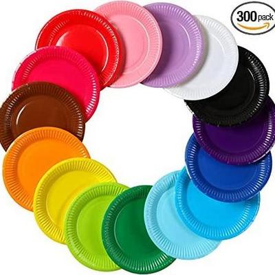 Colorful Paper Dinner Plates Disposable Party Plates Paper Plates 7 Inch Round DIY Colored Paper Dish