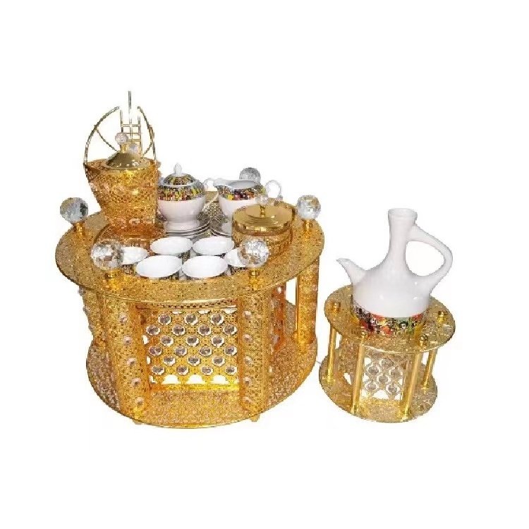 2023 new design habesha decorative metal popular ethiopian mid-east coffee rekebot table tray set