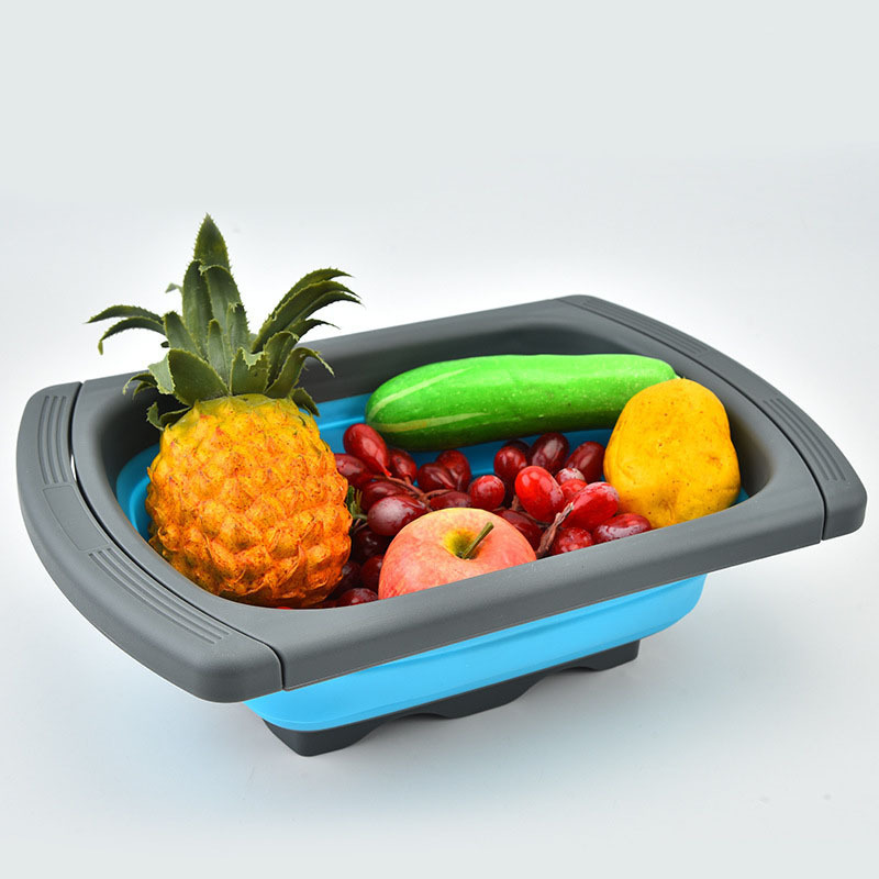 2024 Stackable Collapsible Space Saving Wash Rice Colander Vegetables Drain Basket Over The Sink Colander For Customized