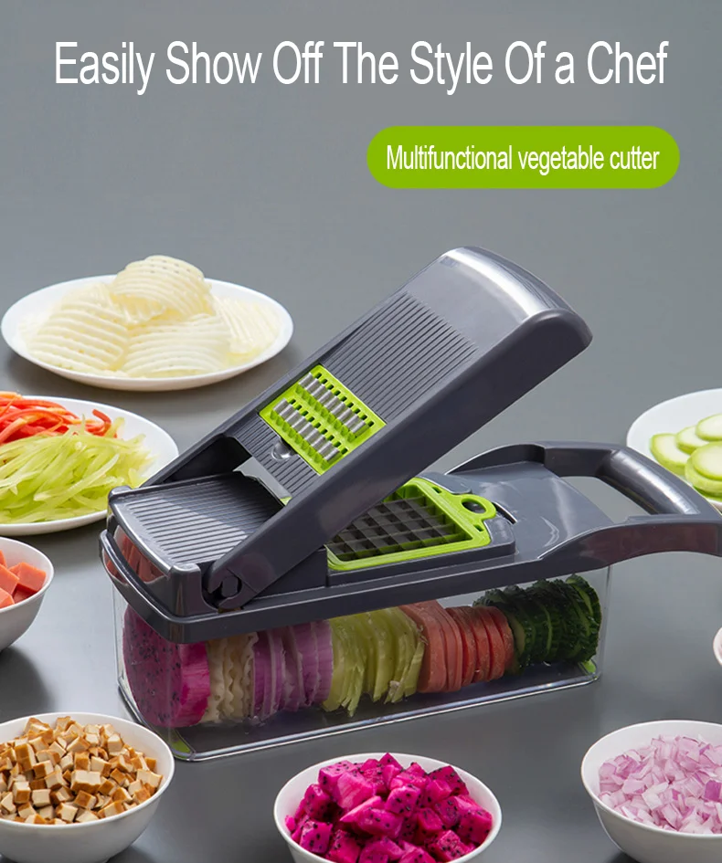 Top Seller Kitchen Accessories 16 In 1 Veggie Chopper Graters Mandoline Slicer Fruits Vegetable Cutter Onion Chopper