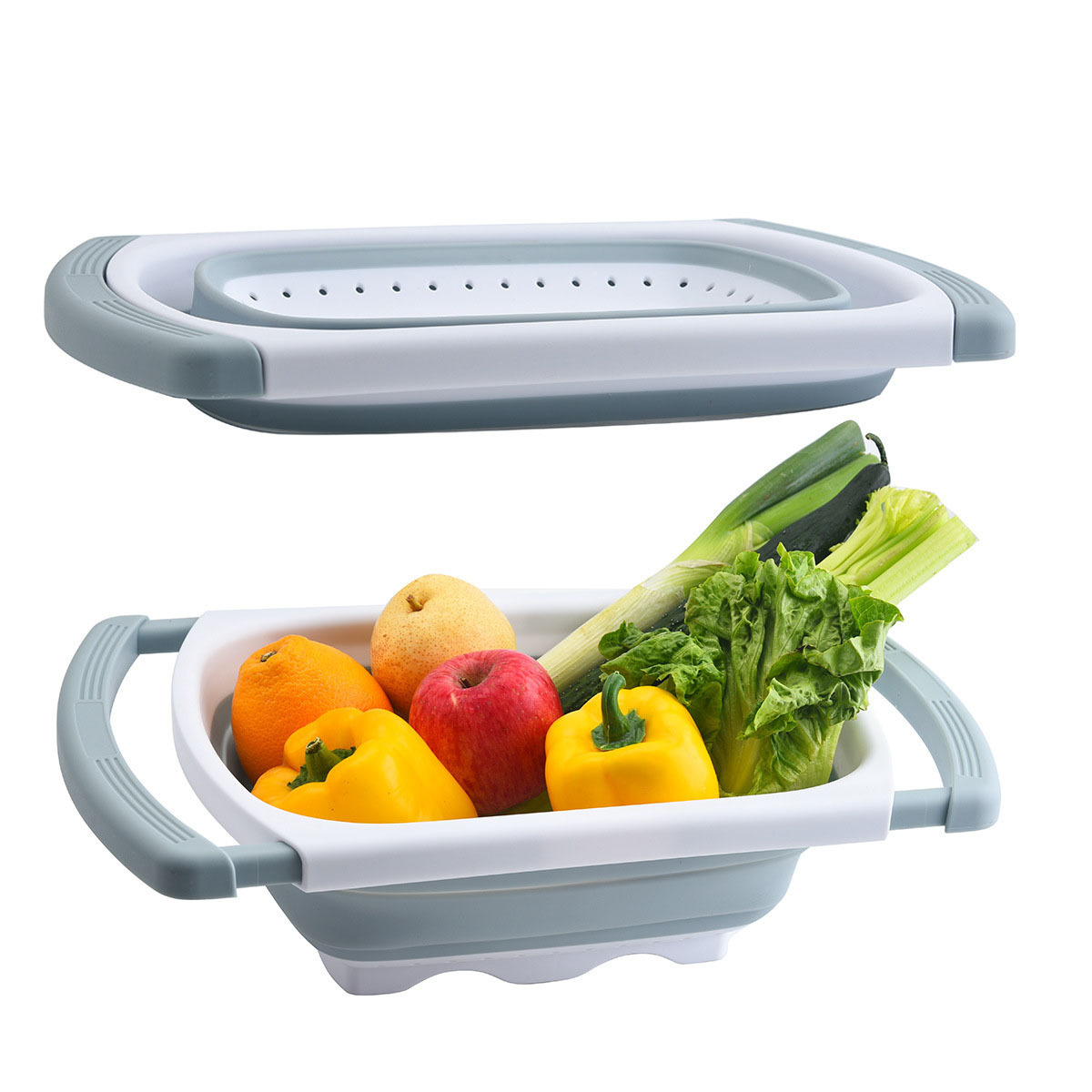 2024 Stackable Collapsible Space Saving Wash Rice Colander Vegetables Drain Basket Over The Sink Colander For Customized