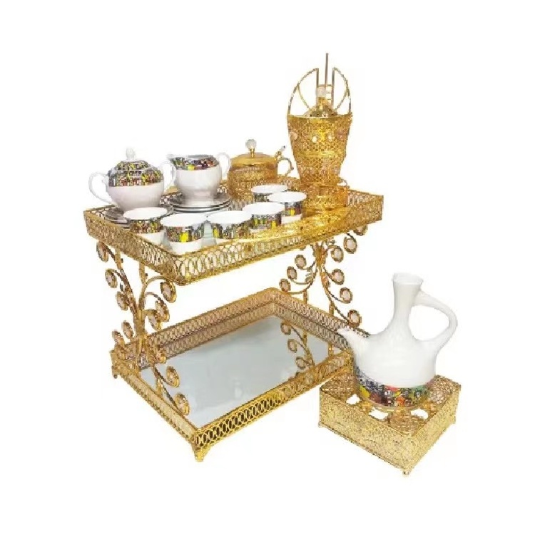 2023 new design habesha decorative metal popular ethiopian mid-east coffee rekebot table tray set