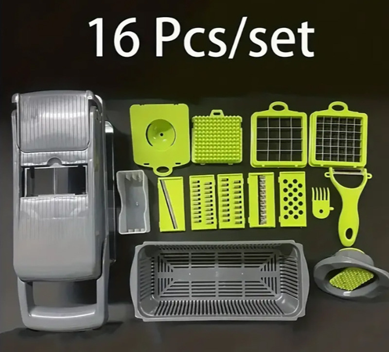 Top Seller Kitchen Accessories 16 In 1 Veggie Chopper Graters Mandoline Slicer Fruits Vegetable Cutter Onion Chopper