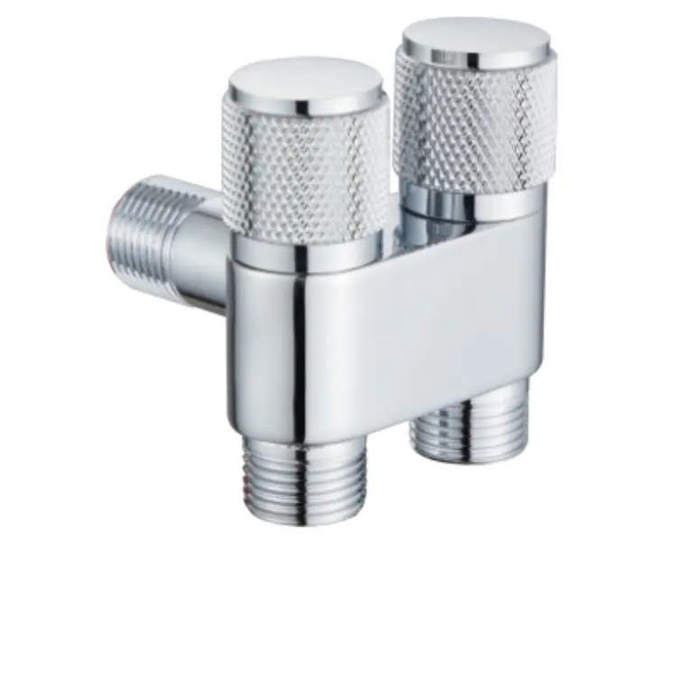 Hot Selling Brass 1 In 2 Out Angle Valve Double Handle Gun Grey Faucet Diverter New Design Angle Valve