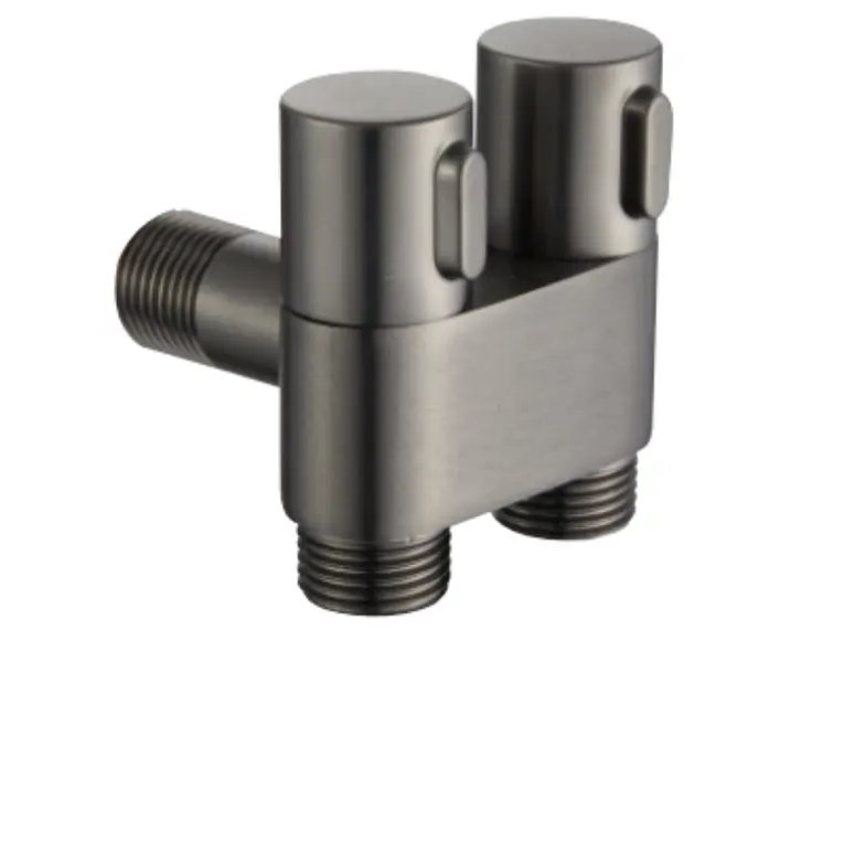 Hot Selling Brass 1 In 2 Out Angle Valve Double Handle Gun Grey Faucet Diverter New Design Angle Valve