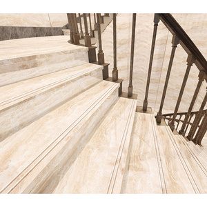 Foshan supply 120x30cm stair marble Pattern design stair tile with groove nosing tile House step and raiser