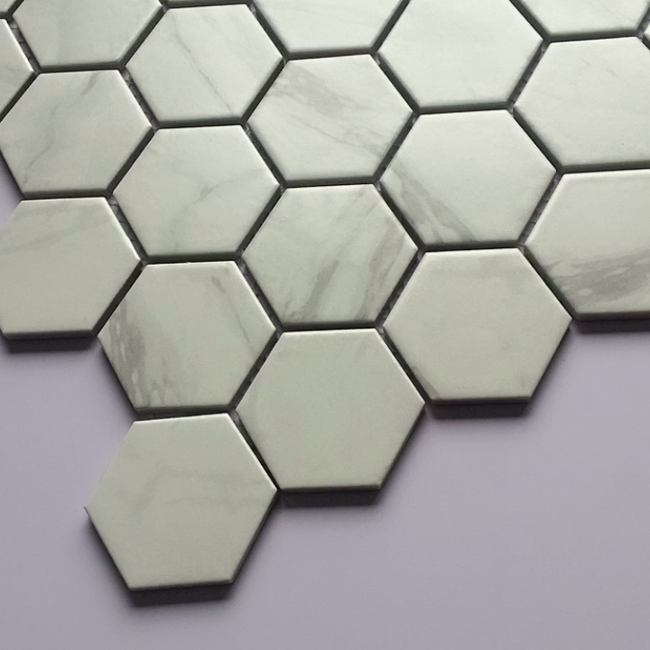 Foshan supply Hexagon mosaic 3d Waterjet mosaic Bathroom white Marble Mosaic Wall  Kitchen Backsplash