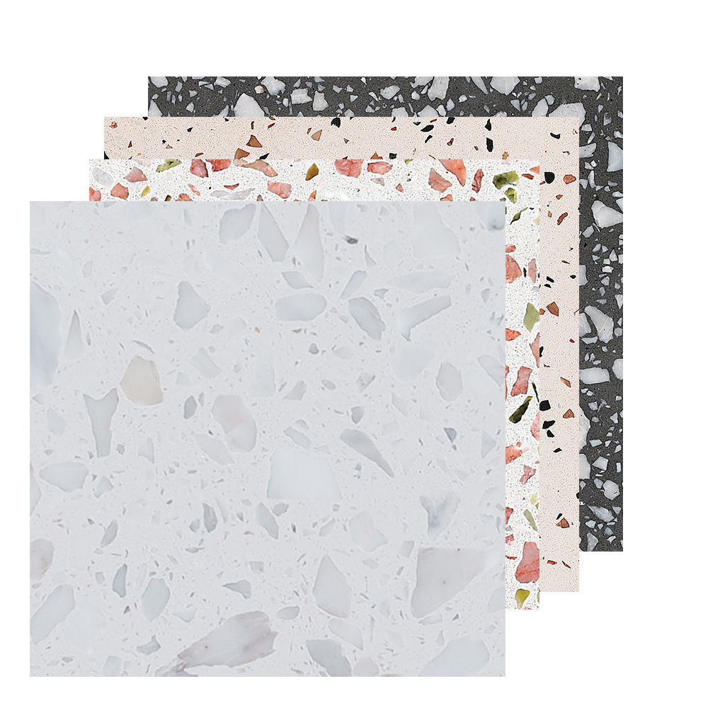 Factory supply terrazzo flooring white Terrazzo Floor Tiles customized sizes counter tops artificial terrazzo table top