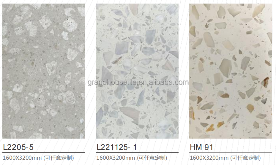 Factory supply terrazzo flooring white Terrazzo Floor Tiles customized sizes counter tops artificial terrazzo table top