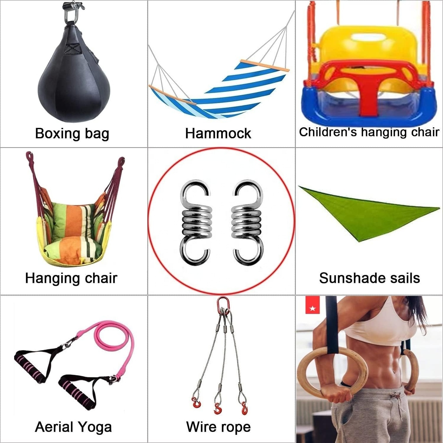 Heavy Duty Spring Hammock Chair Spring Porch Swing Springs Hook Suspension Swing Extension