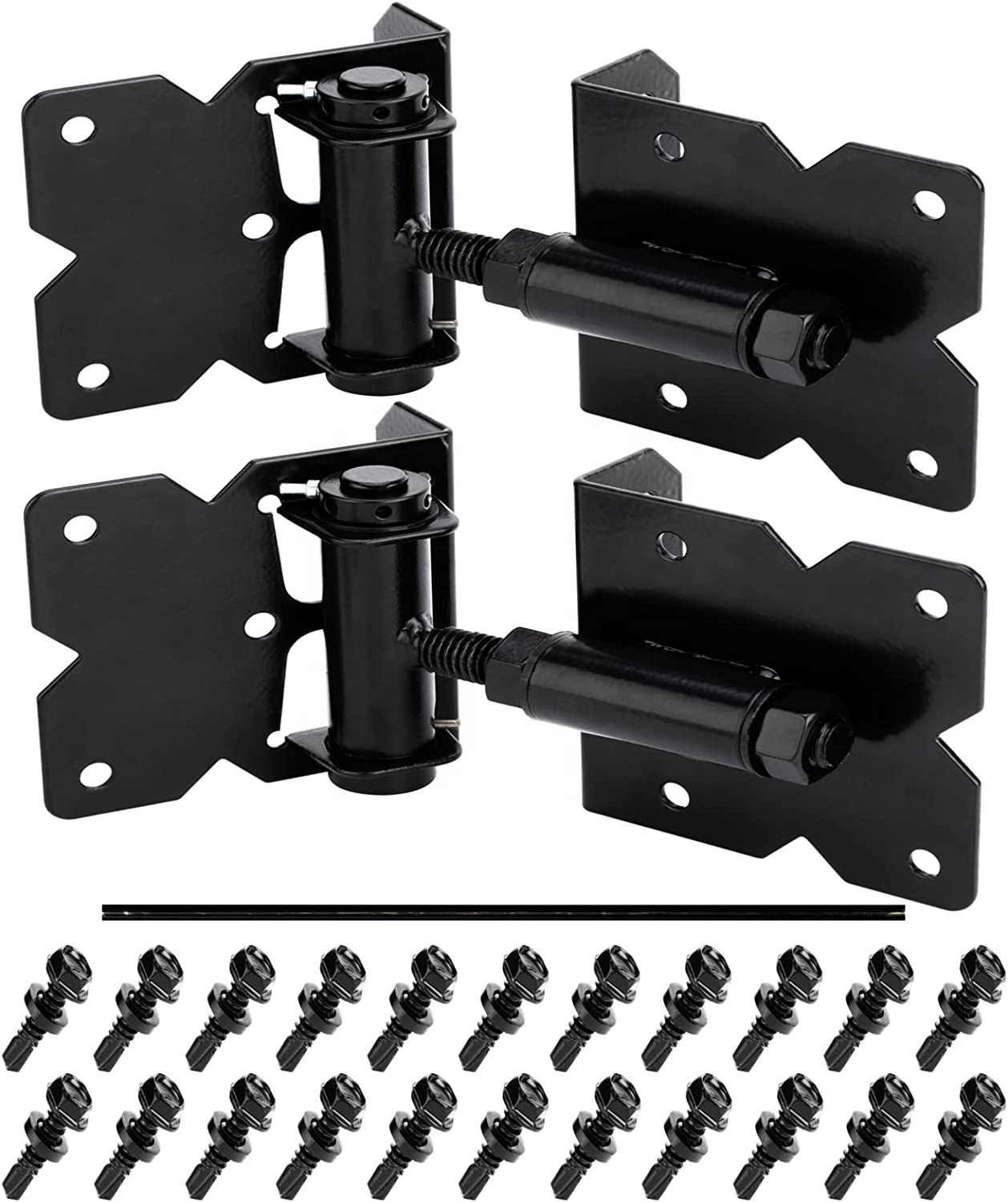 Self Closing Gate Hinges Adjustable Heavy Duty Hardware 90 Degree Gate Hinges Kit for Wood/Vinyl/Metal/Outdoor Fence