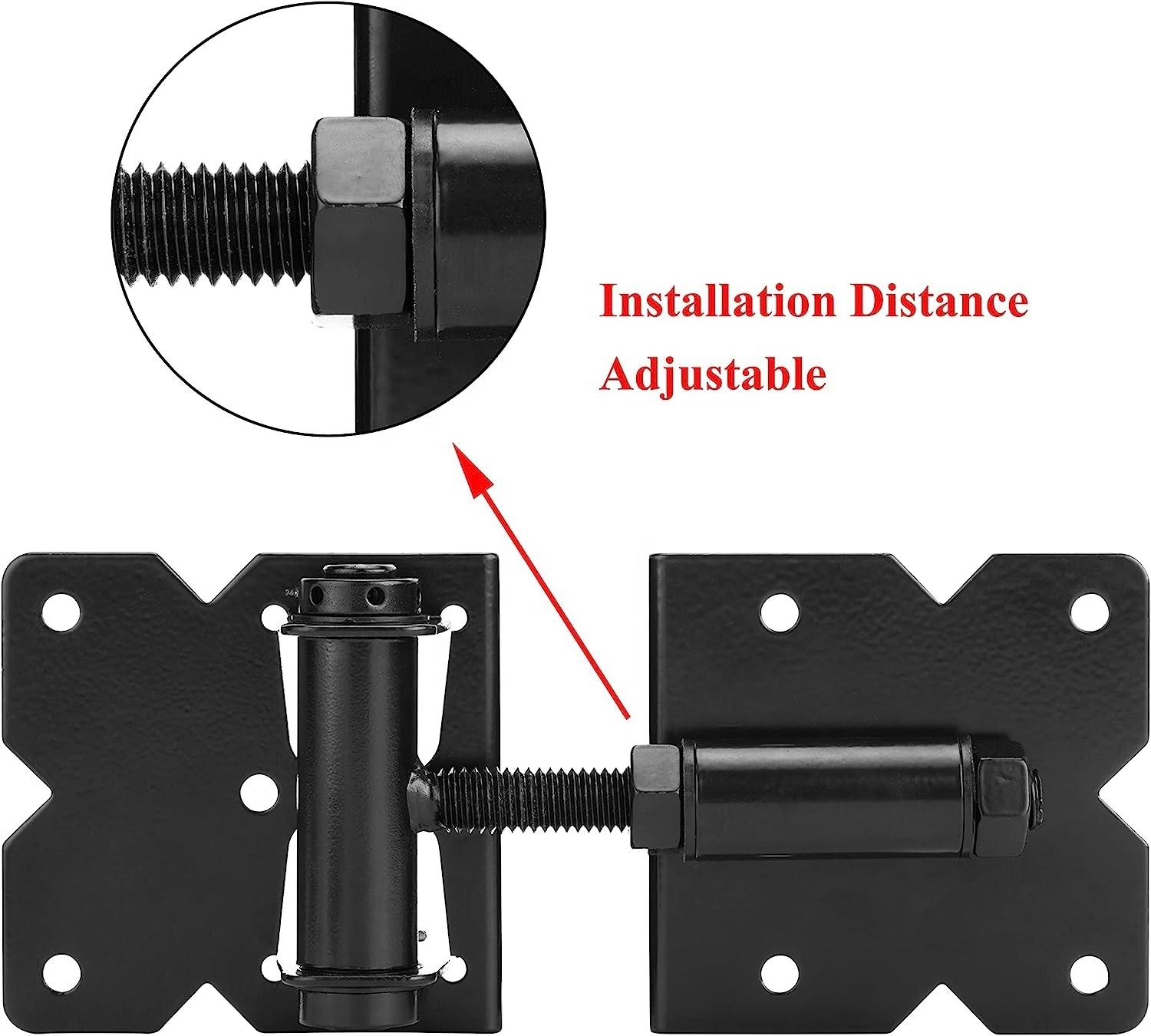 Self Closing Gate Hinges Adjustable Heavy Duty Hardware 90 Degree Gate Hinges Kit for Wood/Vinyl/Metal/Outdoor Fence