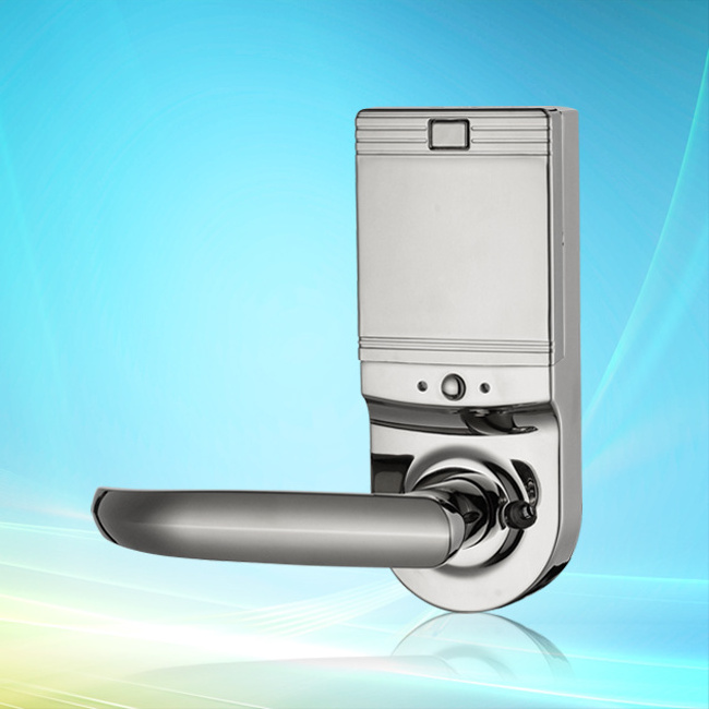 ( GL-580 )  Safe Fingerprint Door Lock With Password Keypad, Key unlock, Chrome Plating Casing.