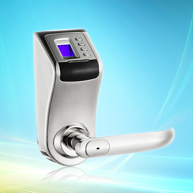 ( GL-580 )  Safe Fingerprint Door Lock With Password Keypad, Key unlock, Chrome Plating Casing.