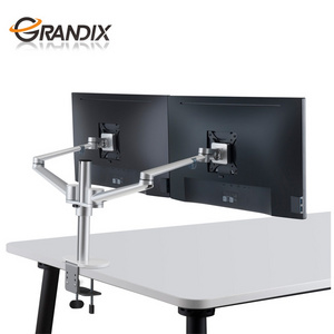 Height adjustable Aluminum LCD pole mounting stand monitor mounting bracket dual monitor bracket