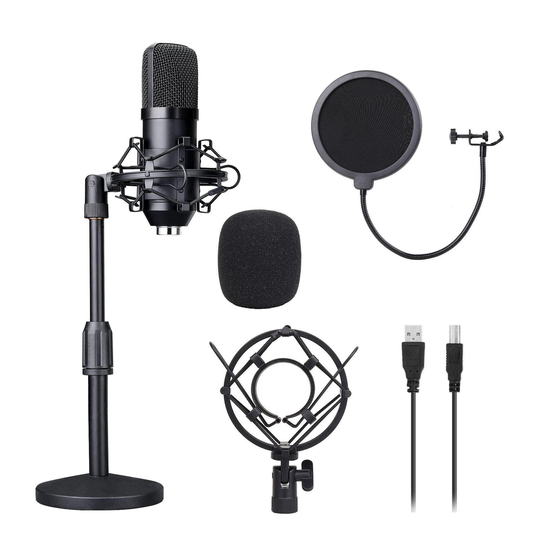 omnidirectional equipment wired vocal pc camera tube podcast holder streaming recording youtube usb karaoke condenser microphone