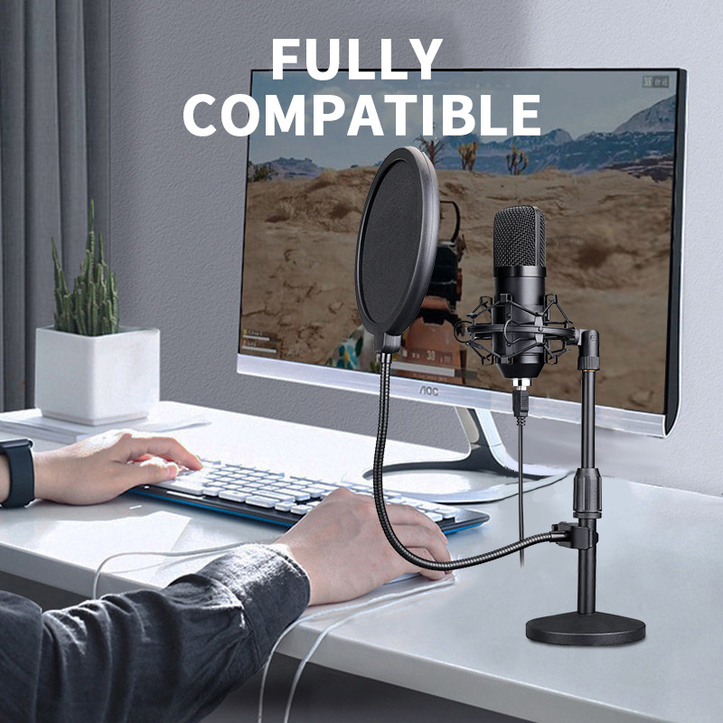 omnidirectional equipment wired vocal pc camera tube podcast holder streaming recording youtube usb karaoke condenser microphone