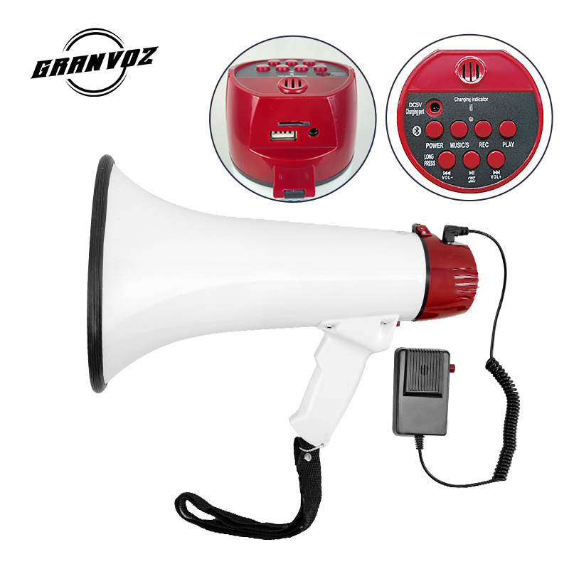 Portable Handheld Rechargeable Usb TF  Recording Academy Sports Bull Horn Plastic Megaphone loudspeaker