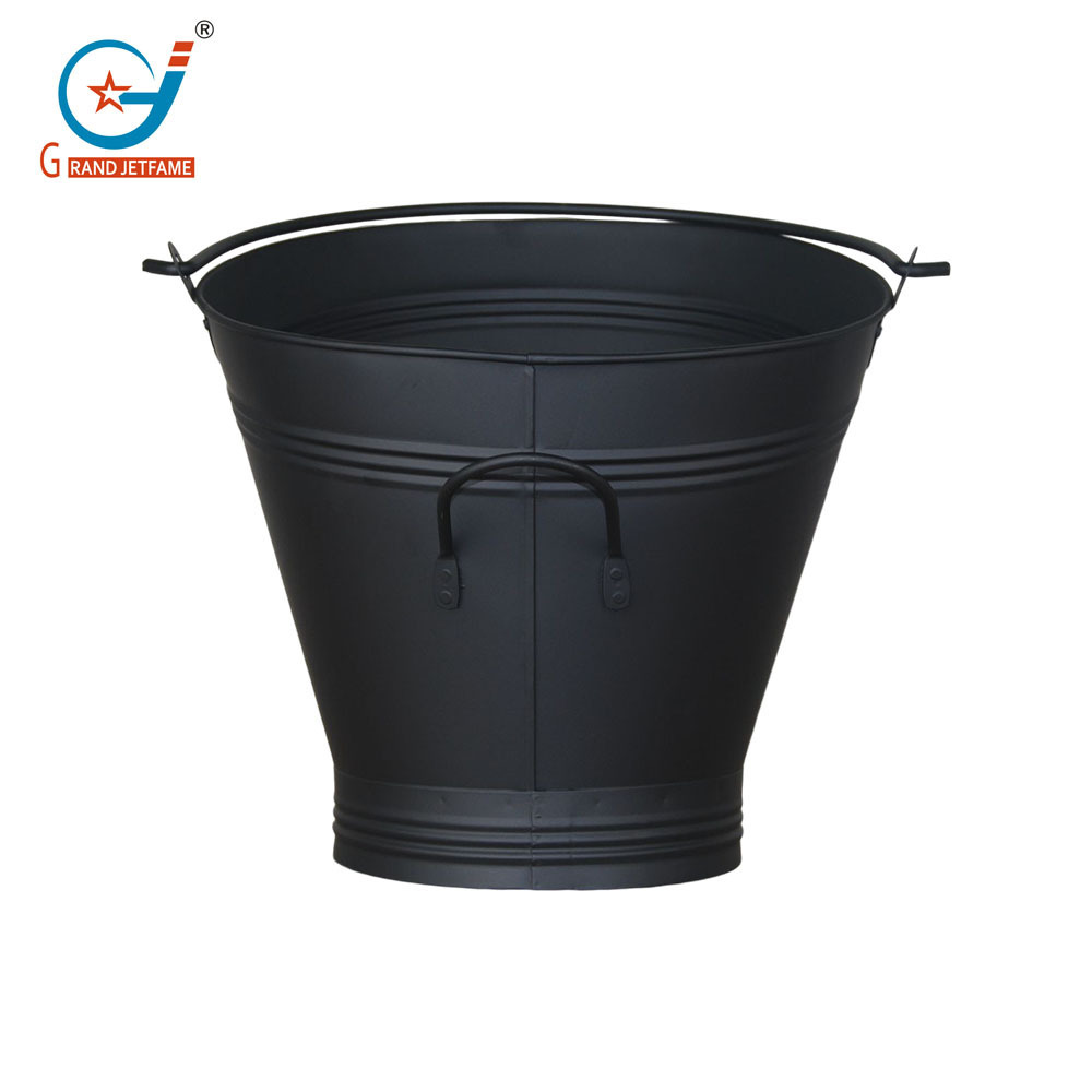 Bucket for Fireplace Assembled Pellet Stove Indoor and Outdoor Hot Ashes Container Black Fireside Fuel Can Sturdy Fire place