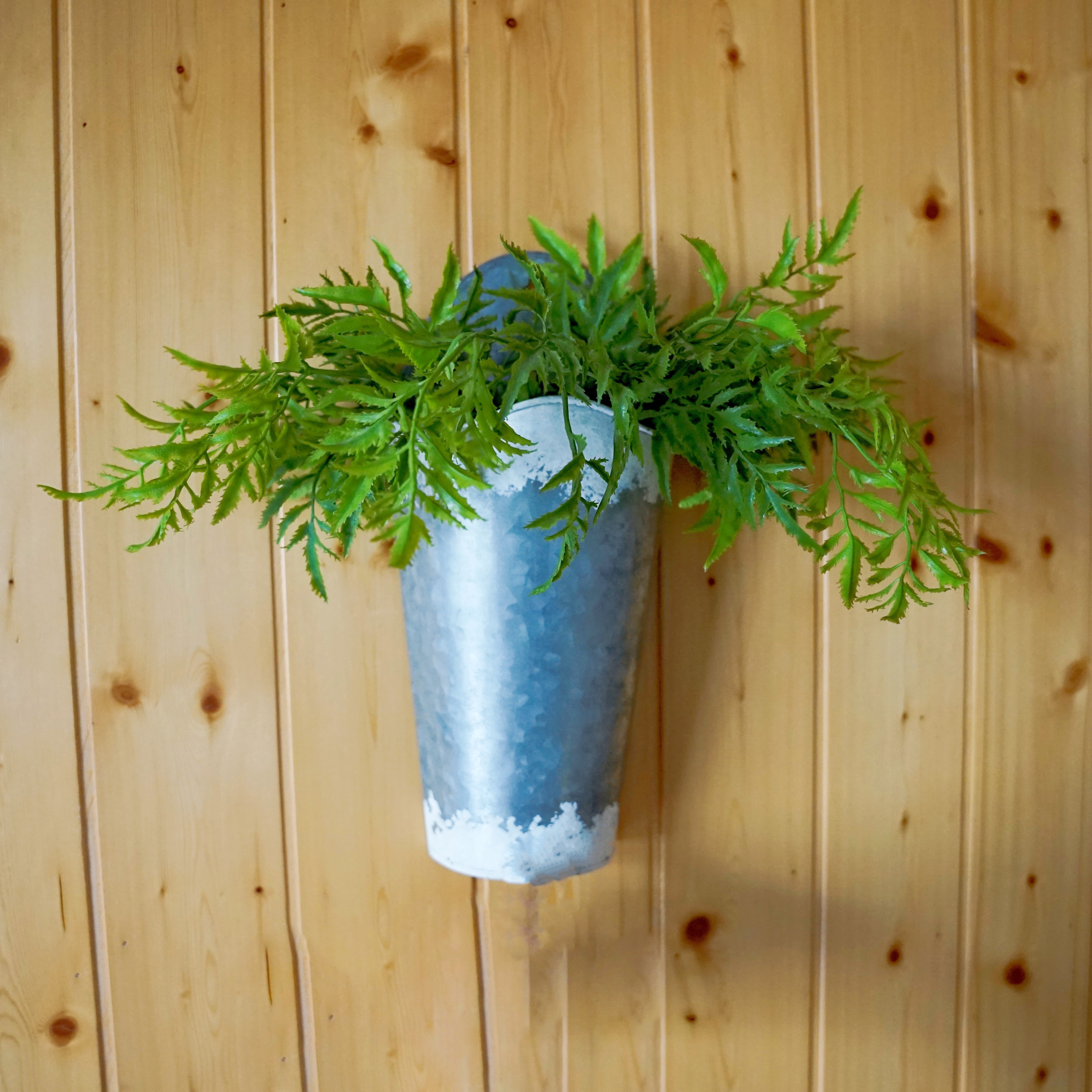 Galvanized Metal Wall Planter, Farmhouse Style Hanging Wall Vase Planters, Rustic Home Wall Decor