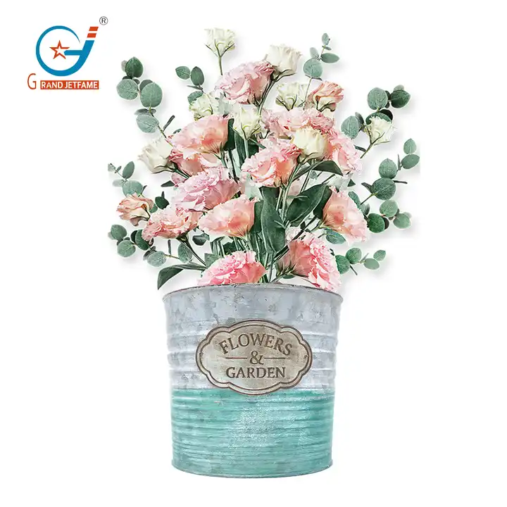 Home Outdoor Garden Flower Plants Pot Succulent Pots Contemporary Round Metal Floral Tray