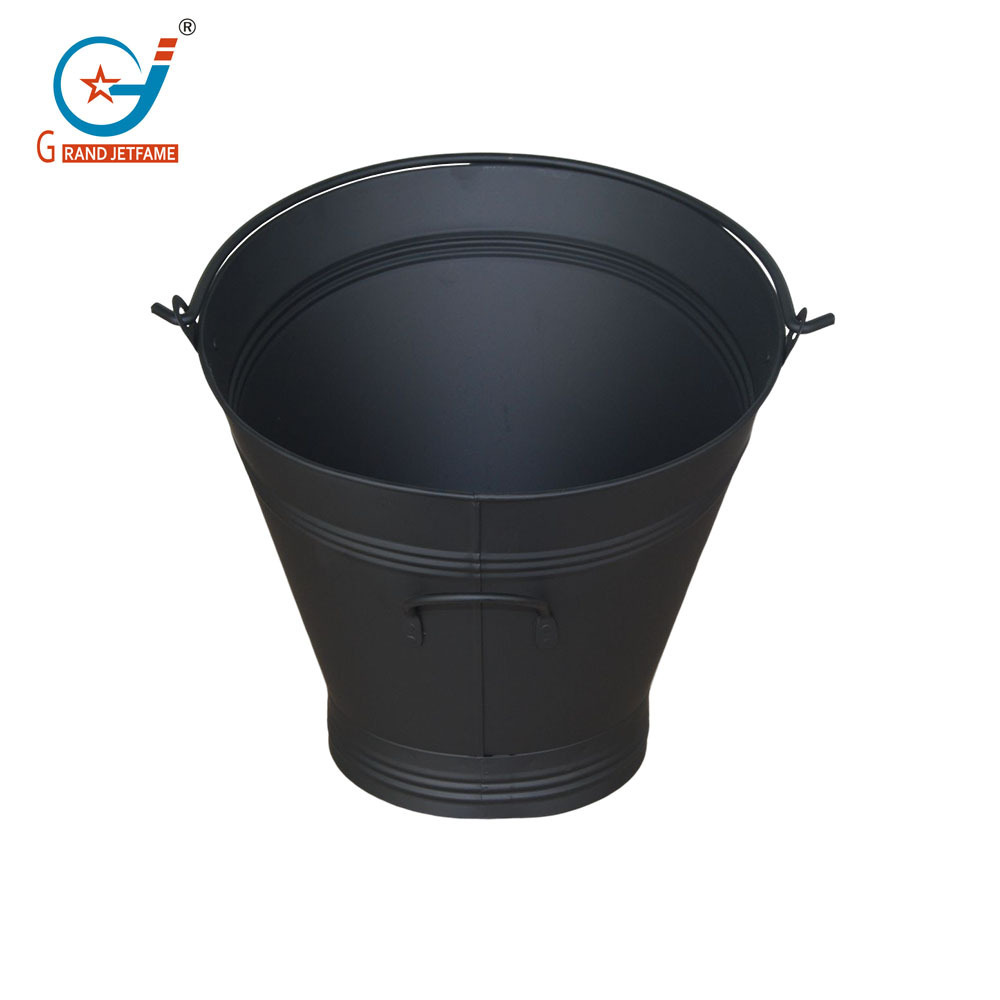 Bucket for Fireplace Assembled Pellet Stove Indoor and Outdoor Hot Ashes Container Black Fireside Fuel Can Sturdy Fire place