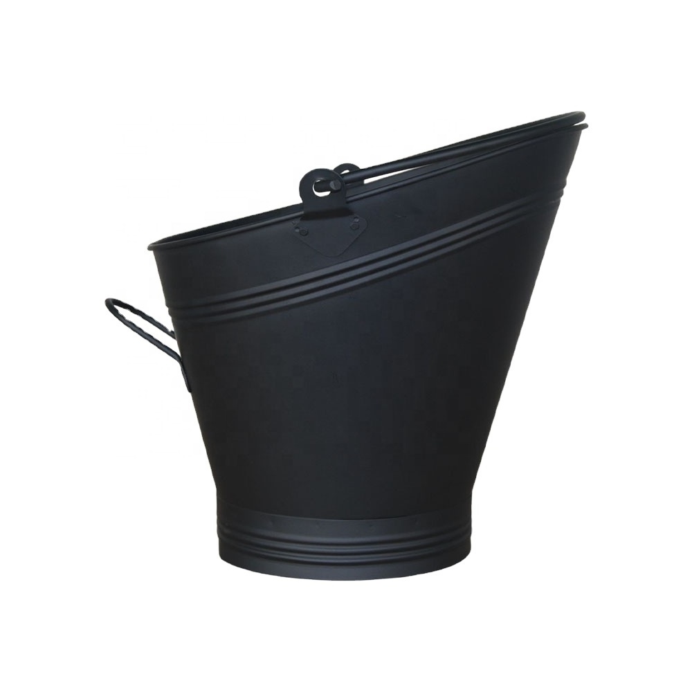 Bucket for Fireplace Assembled Pellet Stove Indoor and Outdoor Hot Ashes Container Black Fireside Fuel Can Sturdy Fire place