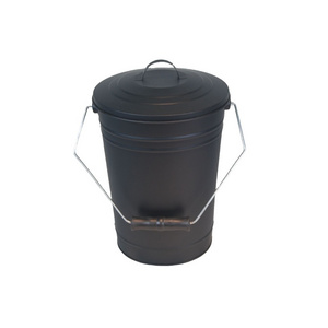 Black Ash Bucket with Lid Galvanized Fireplace Metal Bucket ash can  Iron Ash Bucket for Fireplace