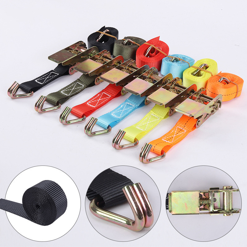 1 Inch 400kgs Quick Release Cam Buckle Tie Downs Cargo Lashing Strap Belt Lifting Moving Strap Tie-Down Ratchet Straps J-Hooks