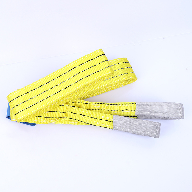 Colorful Industrial Crane Lifting Flat Belt Trailer rope Polyester fiber Wear resistant Hoisting Sling Bearing weight 1-2 Tons