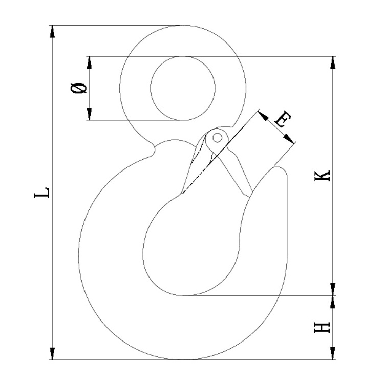 Forged g80 lifting swivel eye sling hook with safety latch