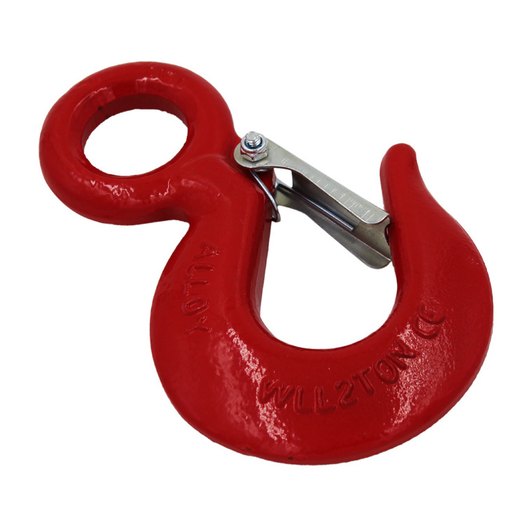 Forged g80 lifting swivel eye sling hook with safety latch