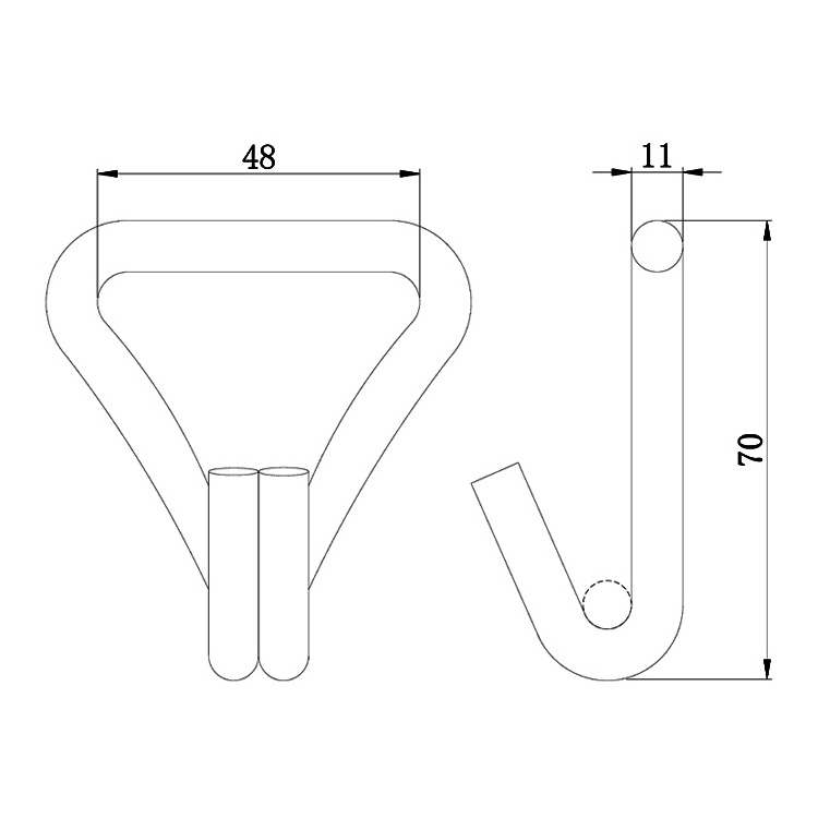 2'' 48mm 5000kgs double j hook for cargo moving protection