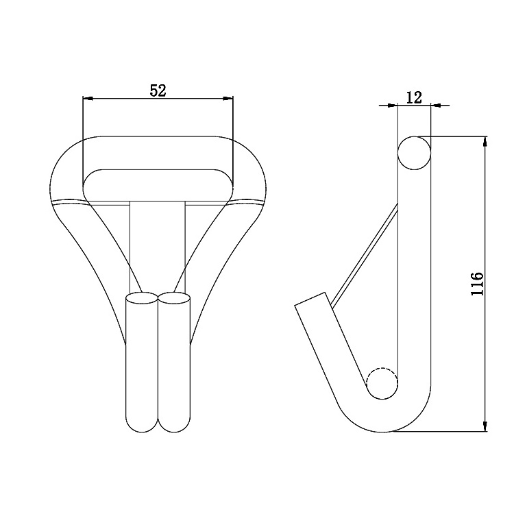 2'' 5ton long double j hook with saftey latch