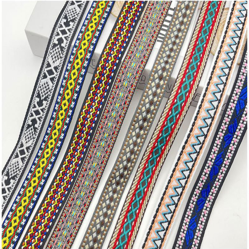 Factory Price Fashion Bespoke Ethnic Style Polyester Jacquard Webbing Tape High Quality Customized Sustainable Retro Woven Tape