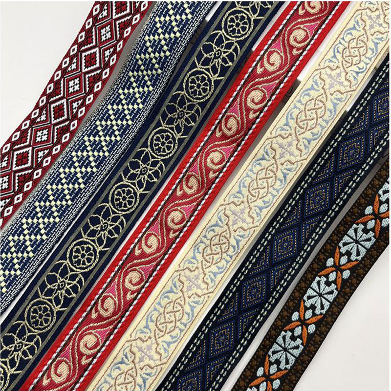 Factory Price Fashion Bespoke Ethnic Style Polyester Jacquard Webbing Tape High Quality Customized Sustainable Retro Woven Tape