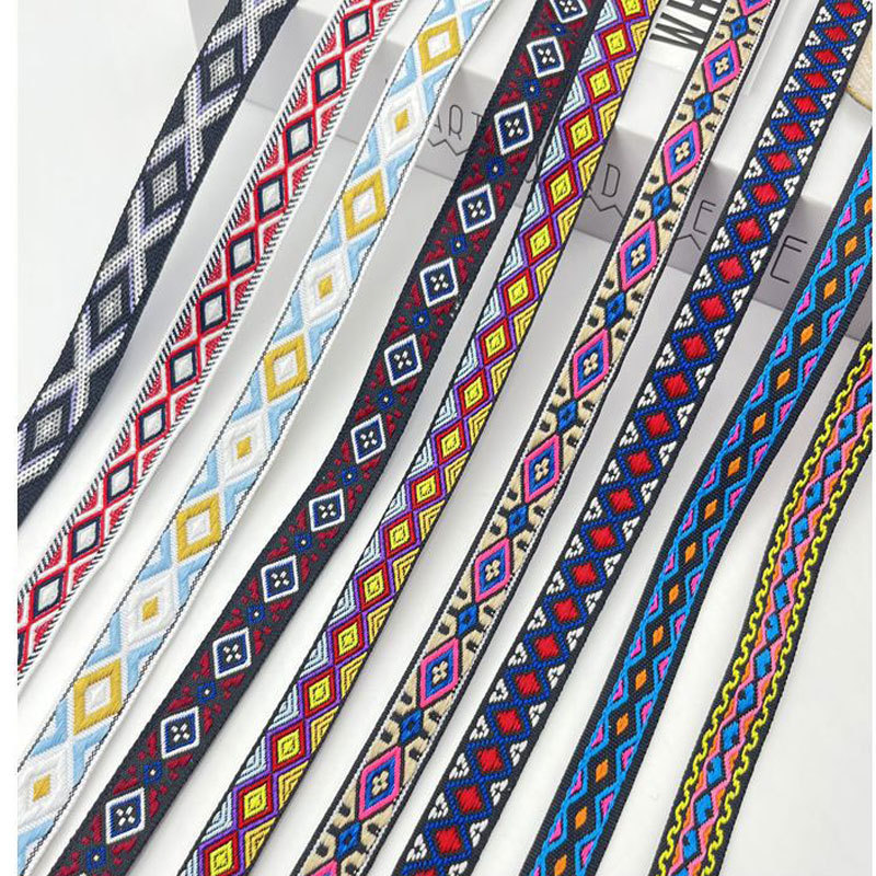 Factory Price Fashion Bespoke Ethnic Style Polyester Jacquard Webbing Tape High Quality Customized Sustainable Retro Woven Tape