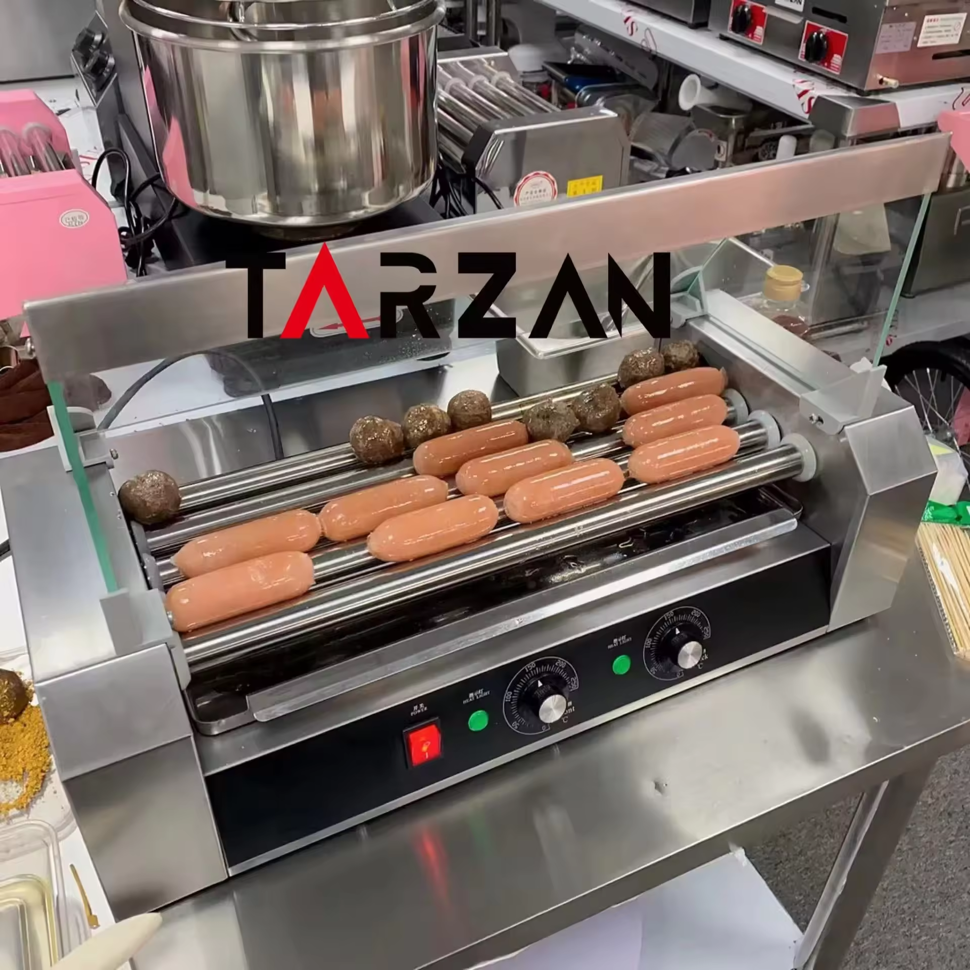 7 Roller Commercial Hot Dog Steamer Electric  Grill Hot Dog Warmer Cooker #304SS With Detachable 7mm Dustproof Glass Cover