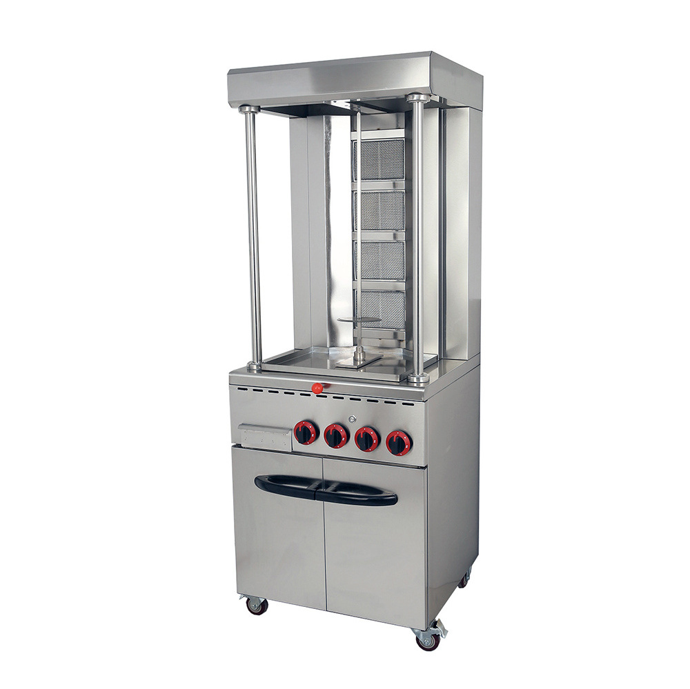 Automatic Gas Shawarma machine with 4 burners stainless steel shawarma grill machine, kebab grill machine with cabinet