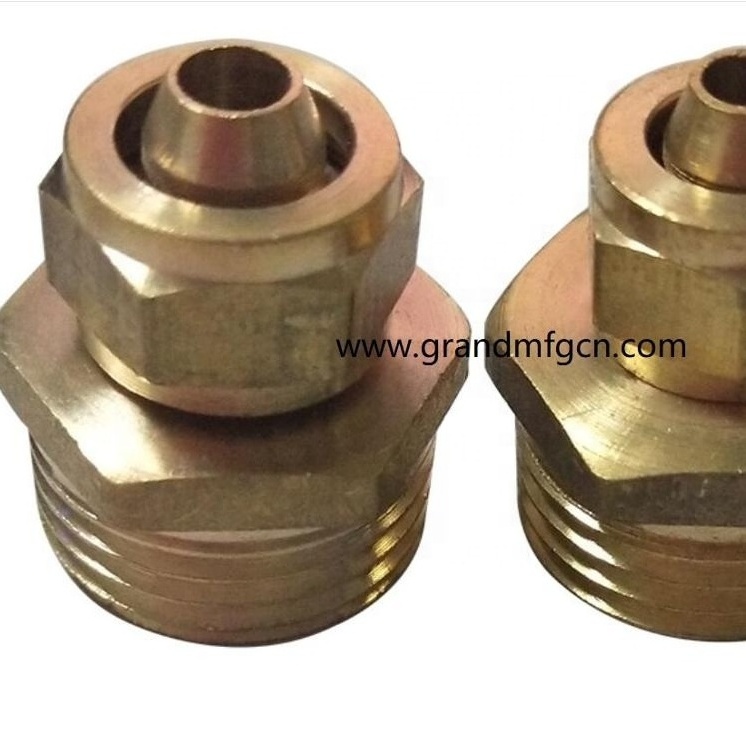 Custom brass oil pipe joint for oil cooler OEM precision CNC turned parts pneumatic connectors