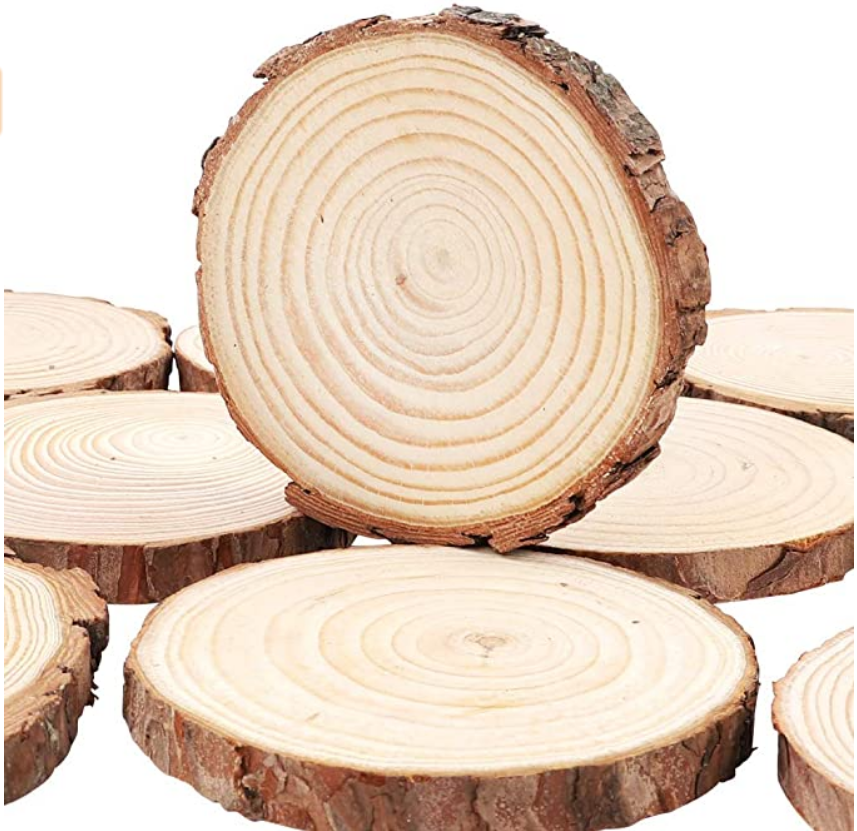 Unfinished Natural Round Fir Wooden DIY Crafts Wood Cut Slice Circles With Bark