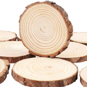 Unfinished Natural Round Fir Wooden DIY Crafts Wood Cut Slice Circles With Bark