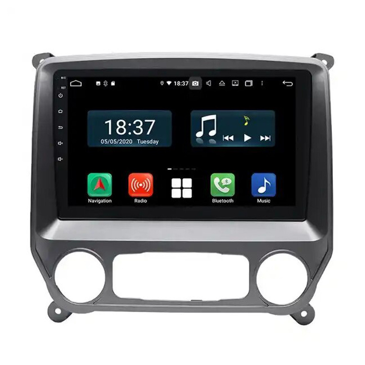 GRANDNAVI 2din 10inch Wireless CarPlay Android Auto WIFI GPS Navigation 2.5D IPS Touch Screen For Chevrolet Silverado 2014-2019