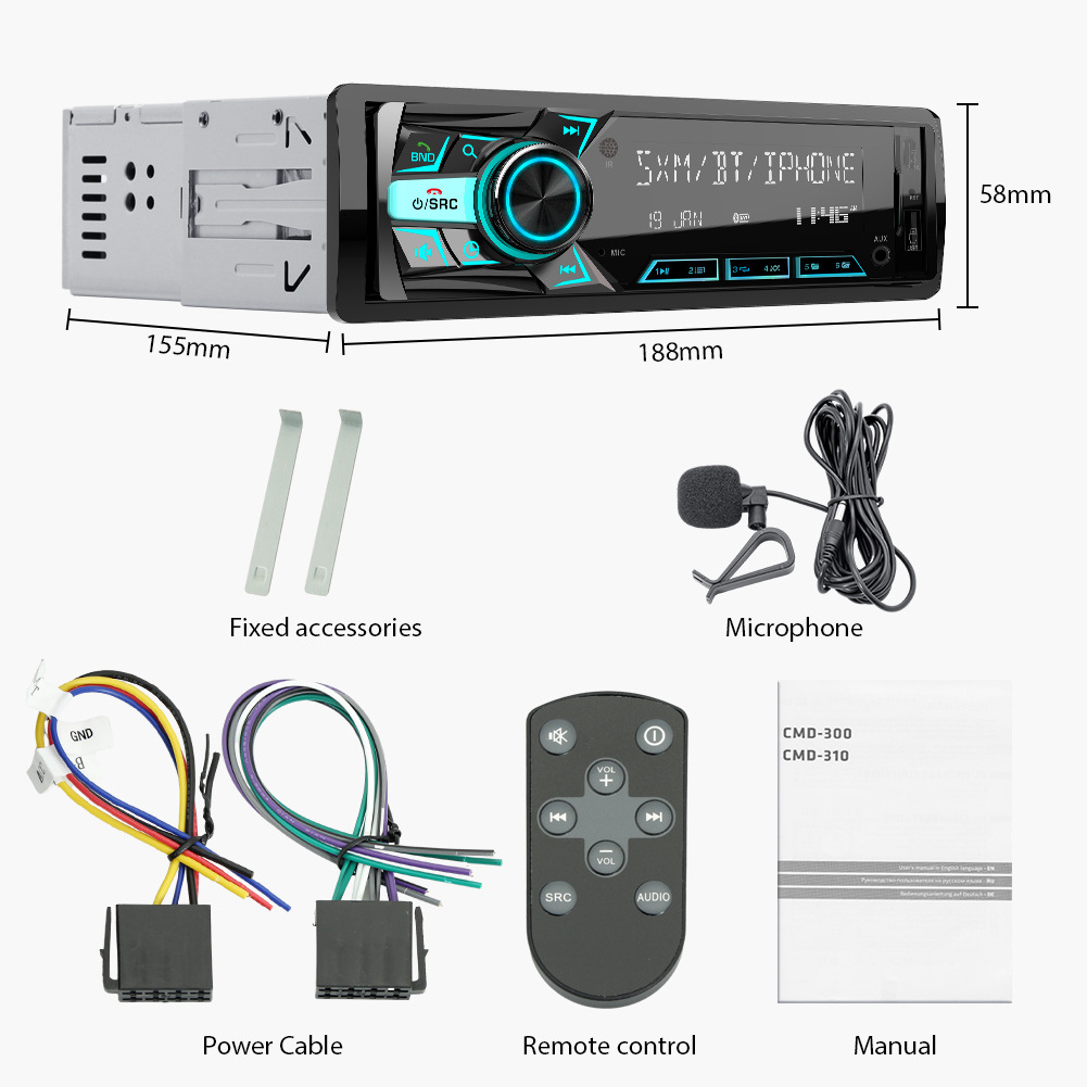 GRANDnavi RTS Build-in 1Din Multimedia MP3 Car Player AUX USB Car Stereo IR Control Remote Car Radio MP3